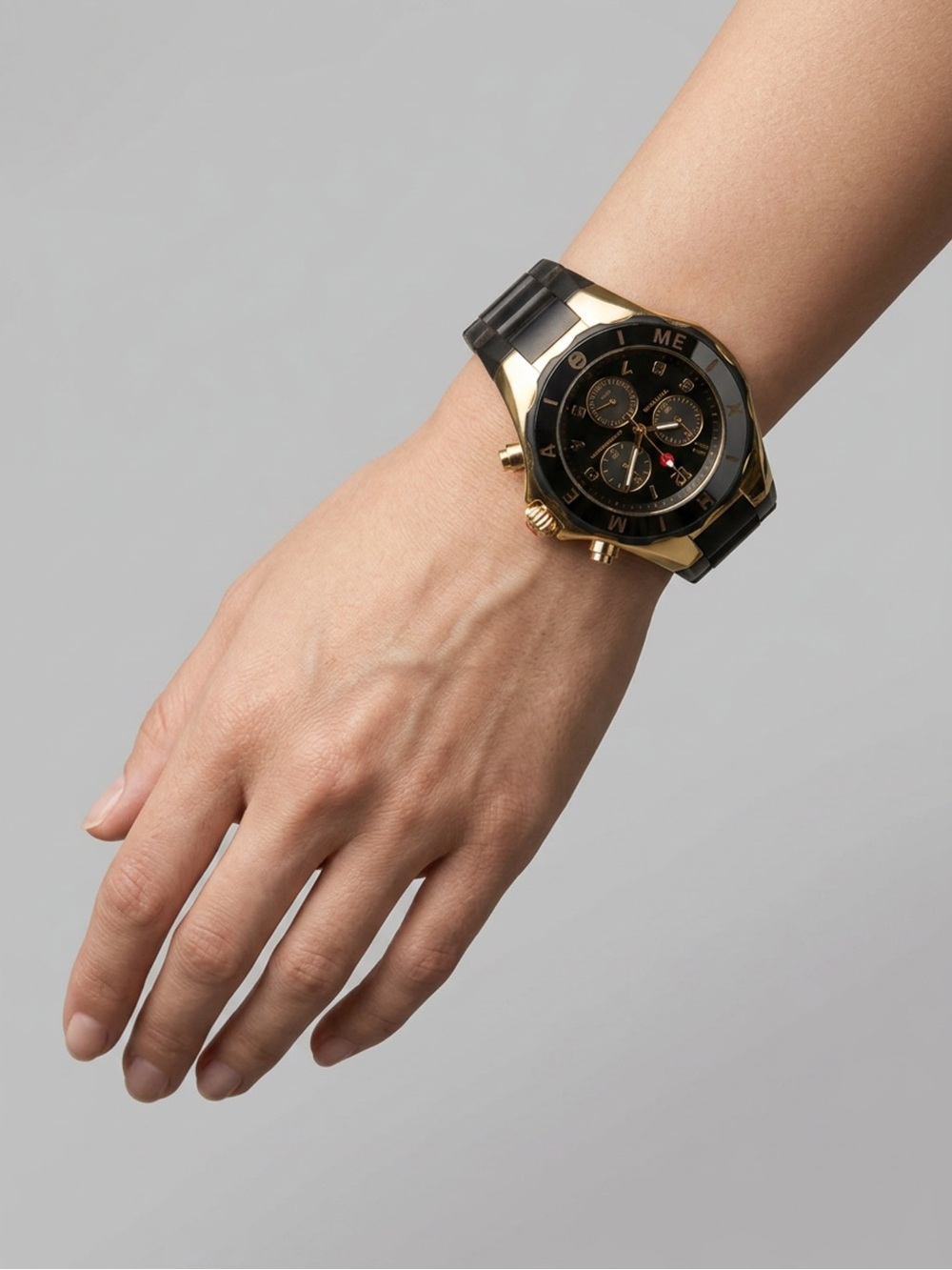 Women's MICHELE Black and Gold Chronograph Watch - Classic Dress Style